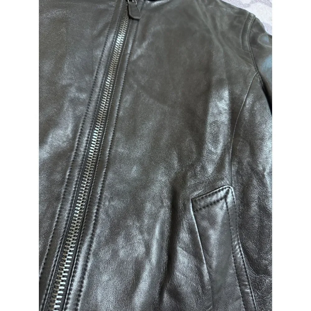 Coach Black Leather Jacket XS Bomber Moto‎ NWT
